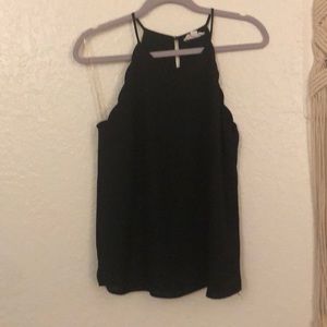 Black scalloped arm tank top